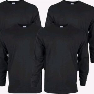 Gildan Adult Ultra Cotton Long Sleeve T-Shirt G2400 Black (4 Pack) LARGE ONLY